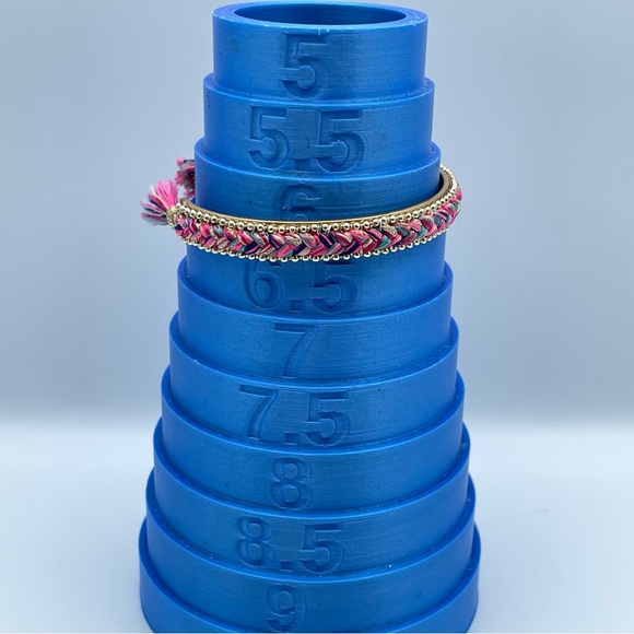 Cute Stella & Dot Pink Braided Tassel Gold-Tone Cuff Bracelet - Picture 3 of 8